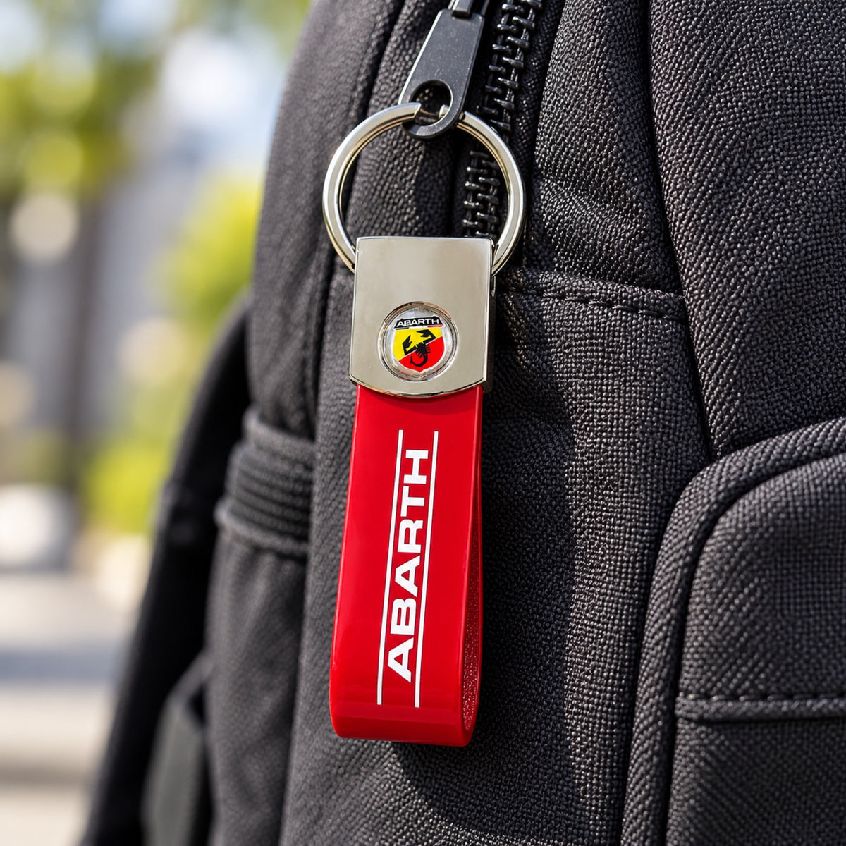 Abarth BAND Keyring – Red – illustrative photo (AI)