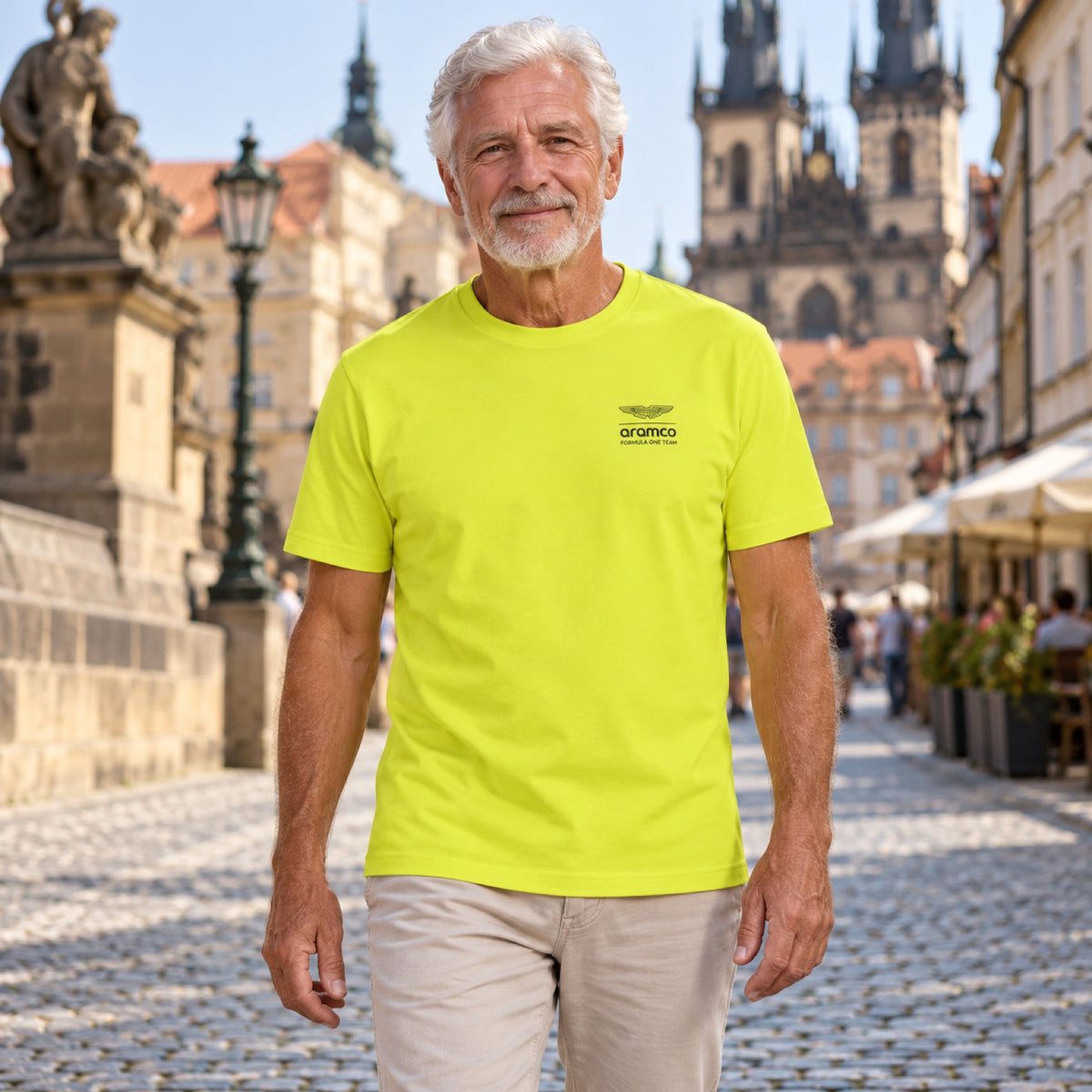 Aston Martin F1 Team GRAPHIC Fan T-Shirt – Light Yellow – illustrative photo (AI)