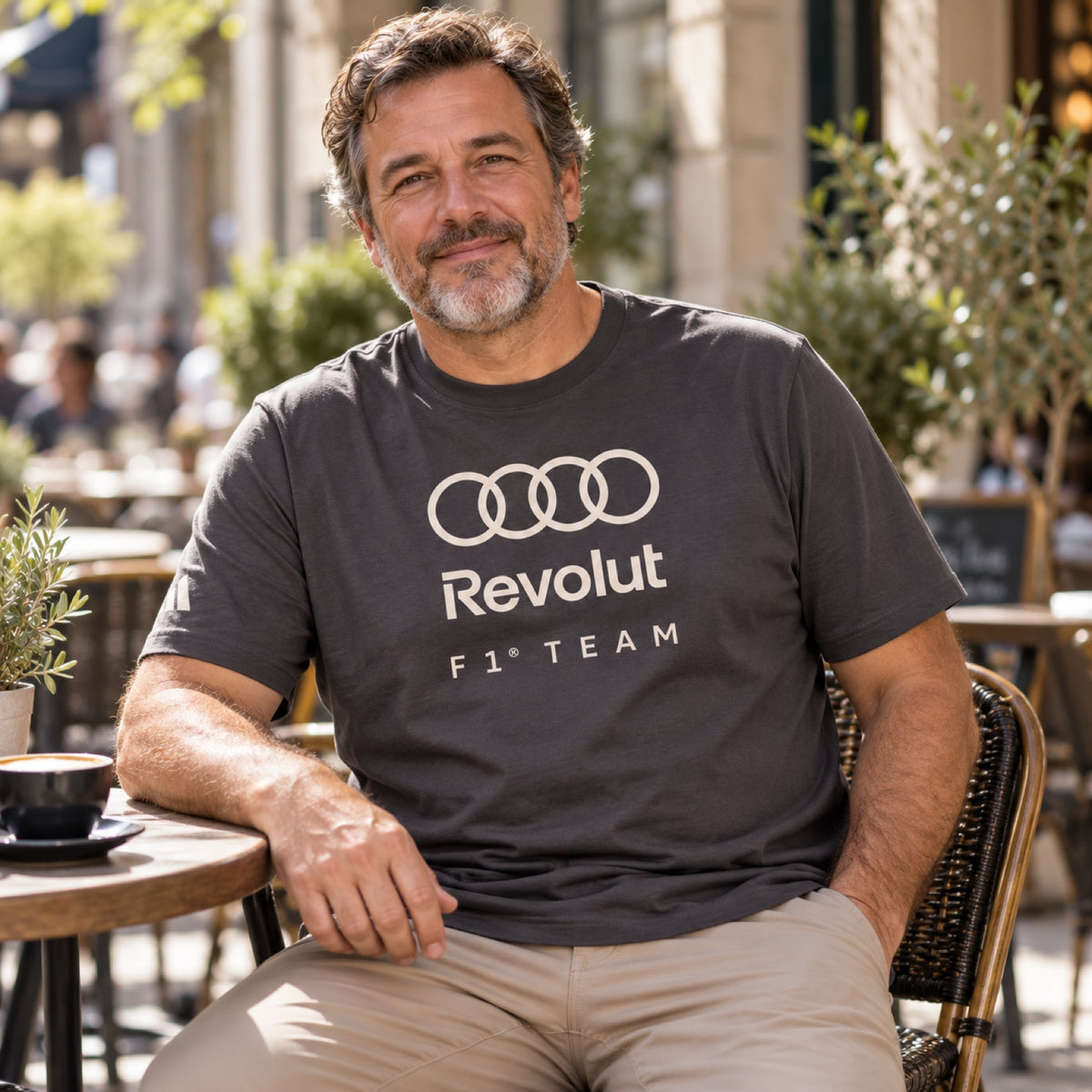Audi Revolut F1 x Adidas T-Shirt – Grey, Lifestyle Edition – illustrative photo (AI)