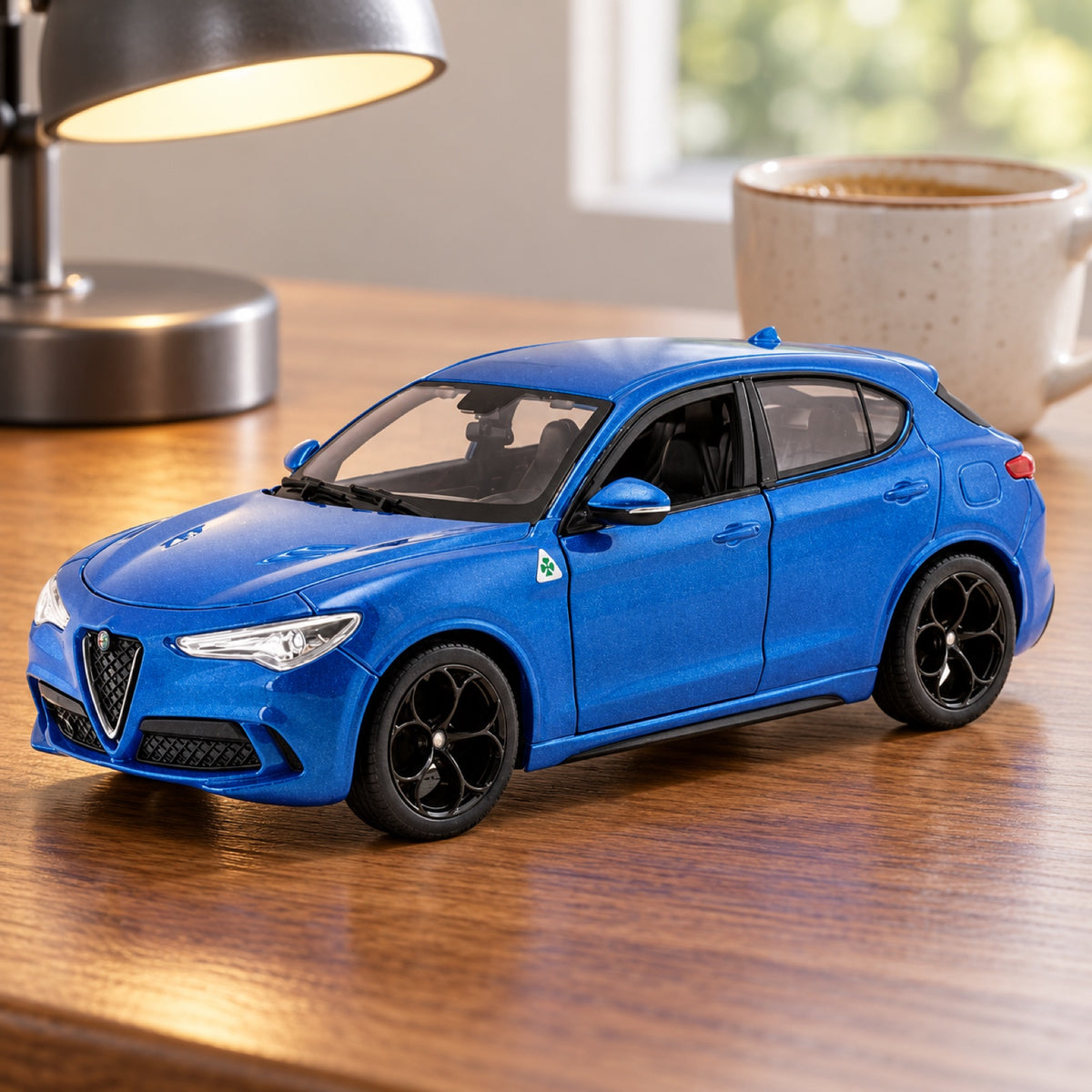 Alfa Romeo Stelvio Q4 Quadrifoglio Model 1:24 – Blue – illustrative photo (AI)