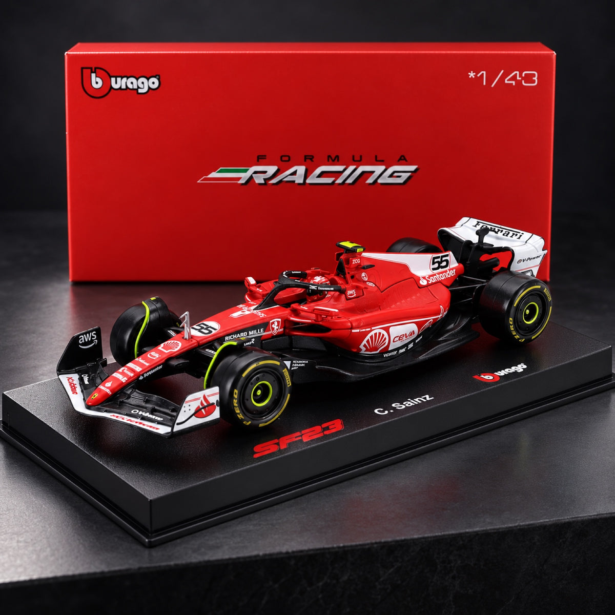 Scuderia Ferrari SF-23 Bburago #55 Sainz Las Vegas 2023 1:43 Signature Model – illustrative photo (AI)