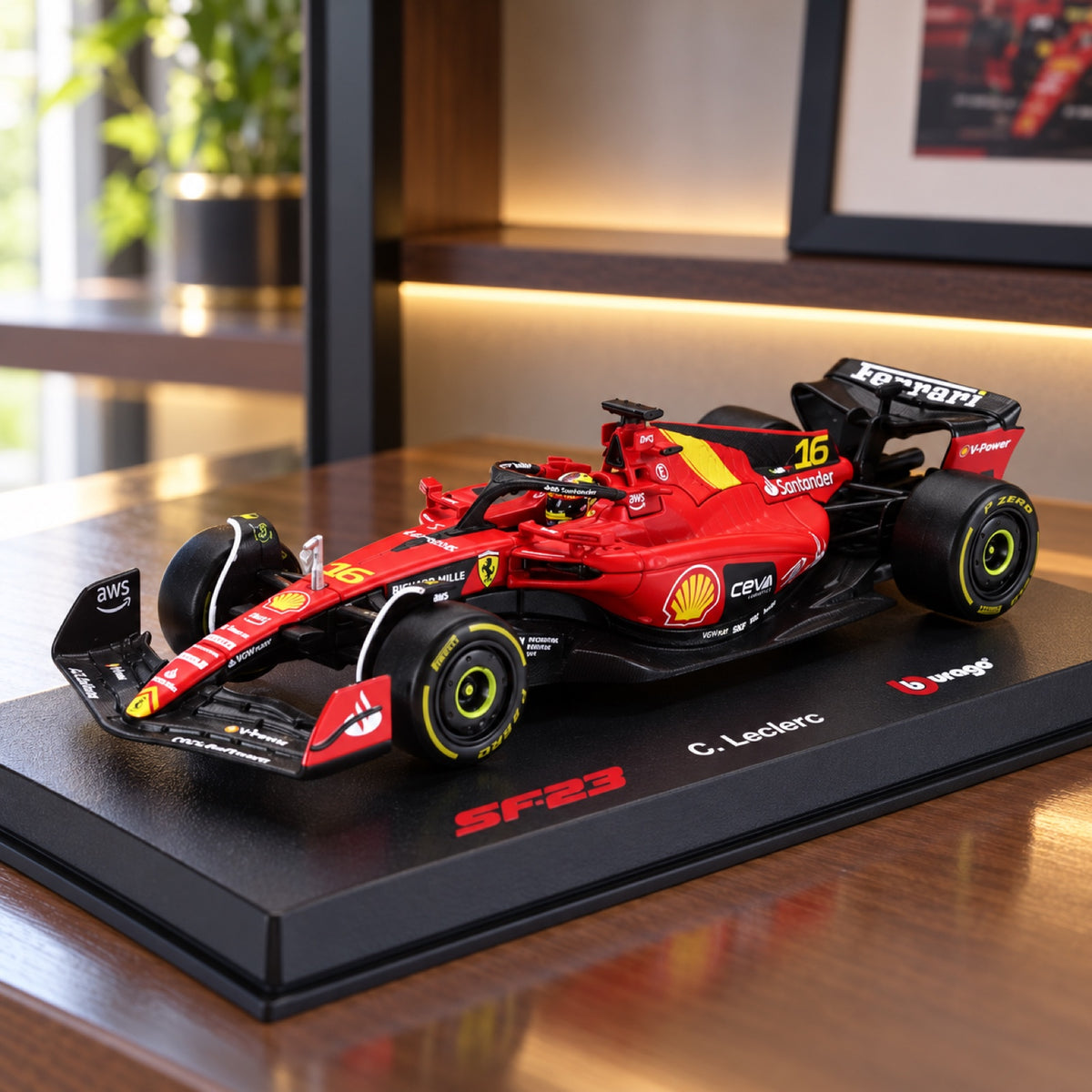 Scuderia Ferrari SF-23 Bburago #16 Leclerc Monza 2023 1:43 Signature Model – illustrative photo (AI)