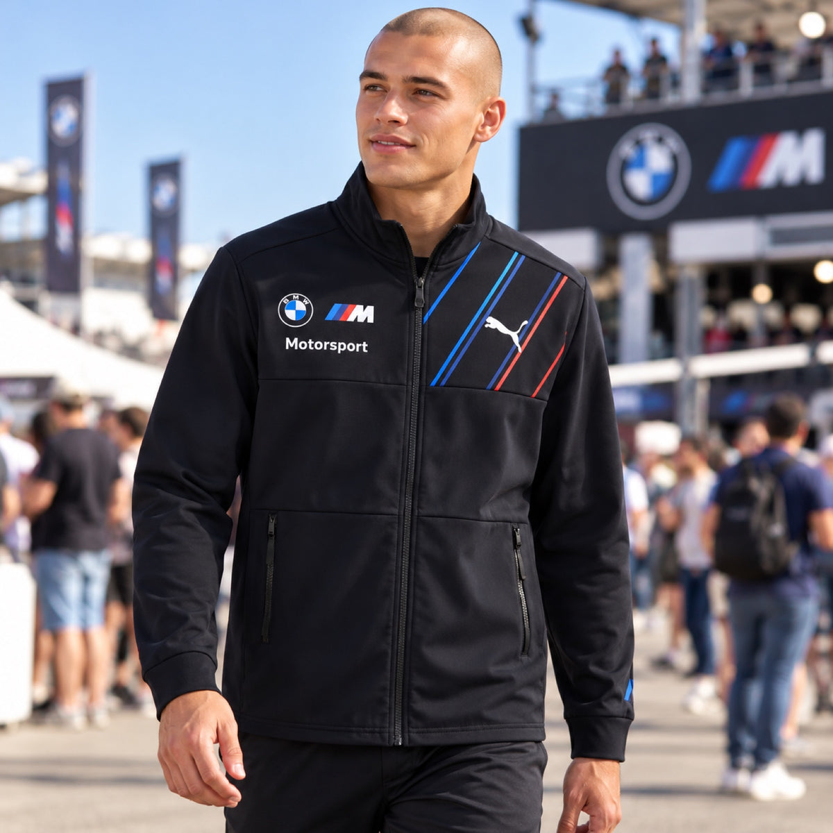 Športová tímová bunda BMW Motorsport – tmavomodrá – ilustračné foto (AI)