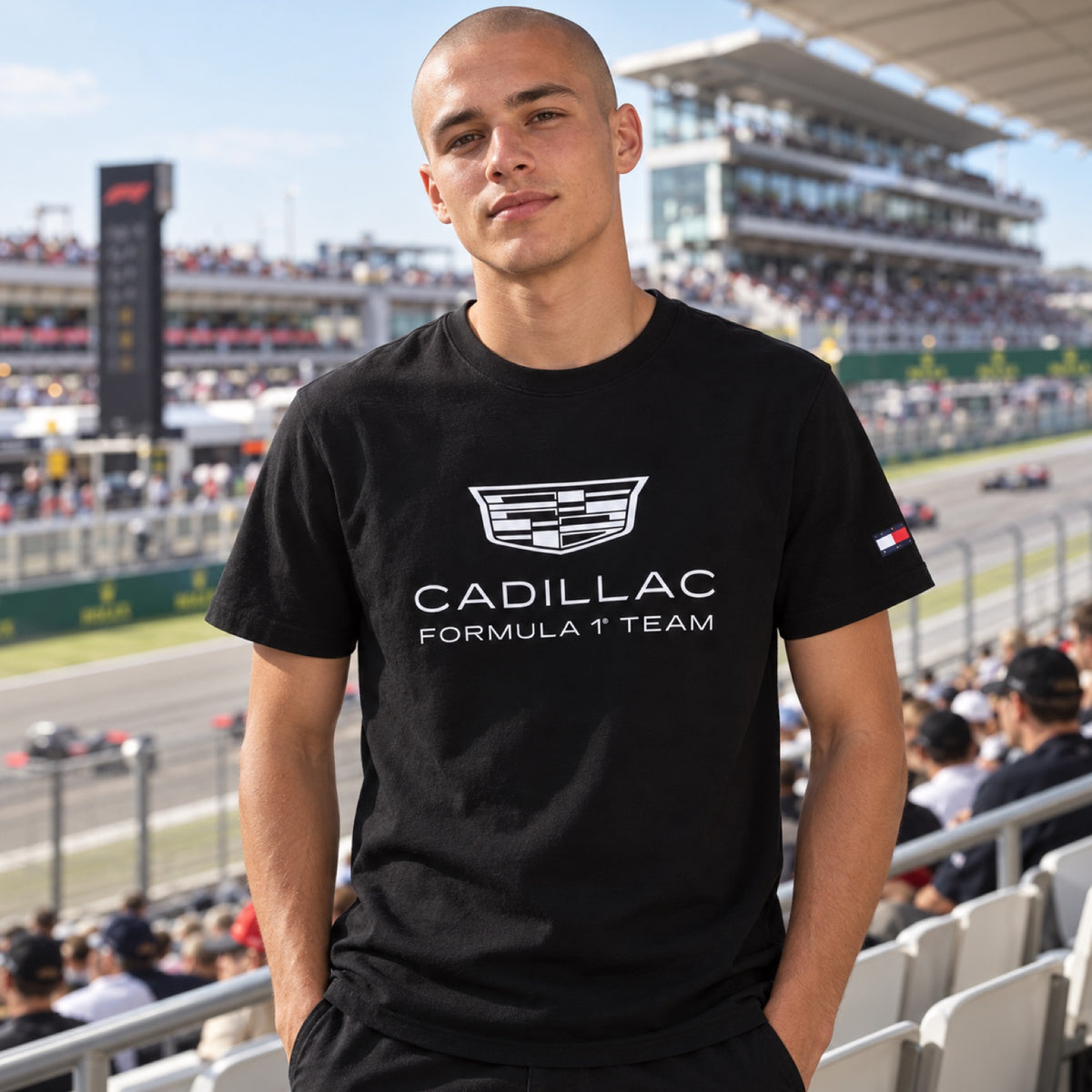 Tričko Cadillac F1 x Tommy Hilfiger – čierne, lifestylová edícia – ilustračné foto (AI)