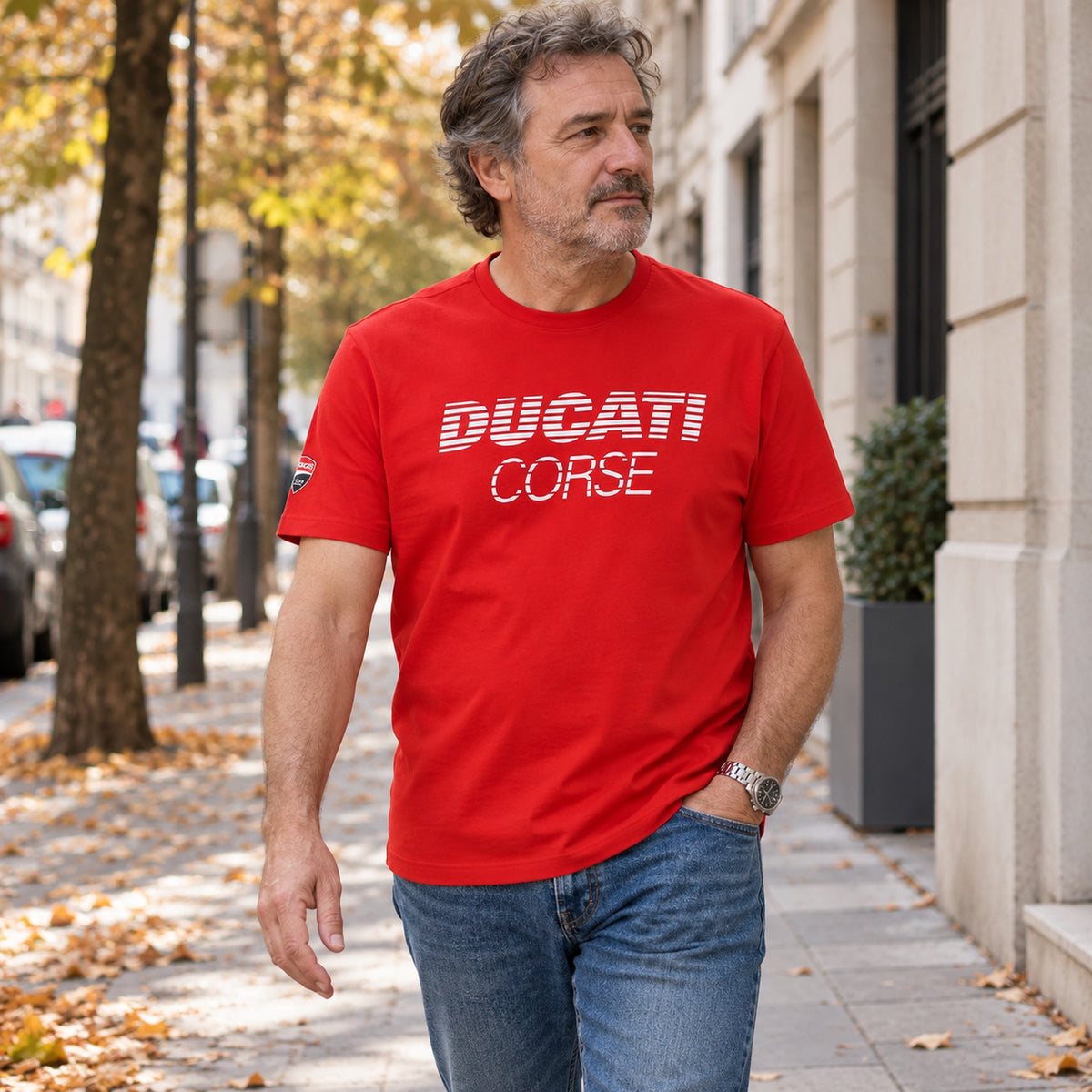 Ducati Corse T-Shirt with Ducati Lettering – Red – ilustrační foto (AI)