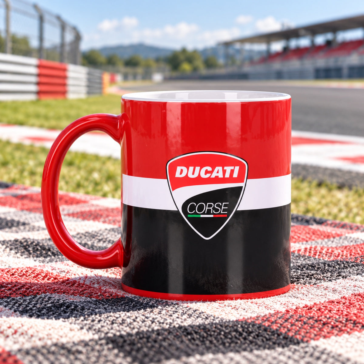 Fanúšikovský hrnček Ducati Corse s logom – ilustračné foto (AI)