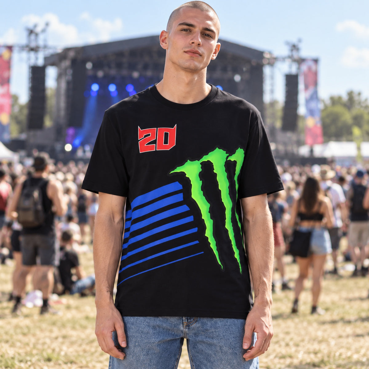 Fabio Quartararo Monster Energy Logo T-Shirt – Black – illustrative photo (AI)