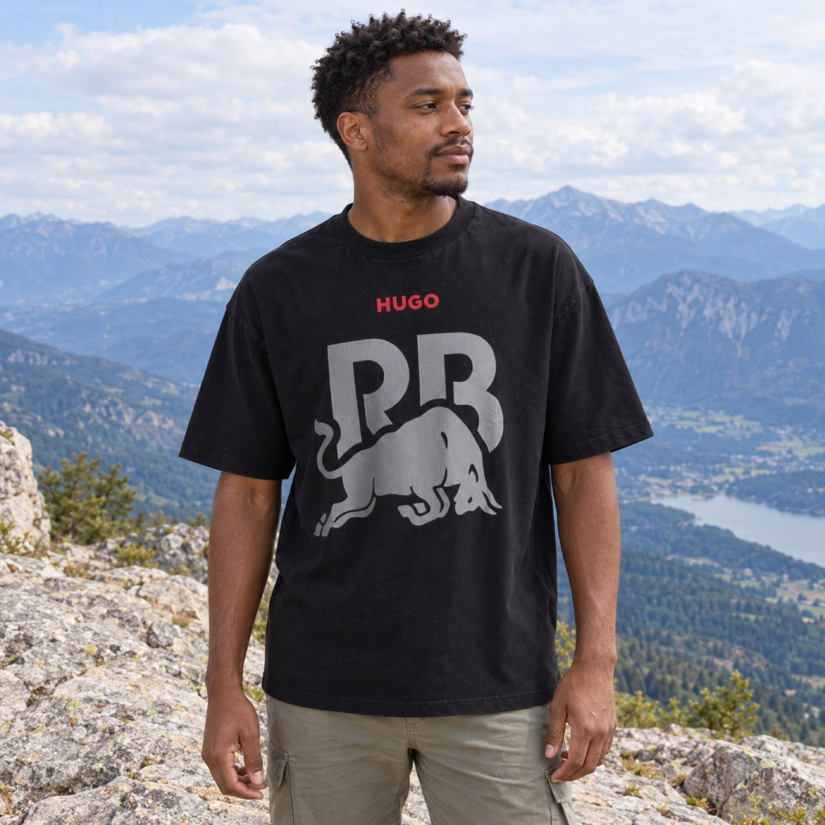 HUGO x Racing Bulls Casual T-Shirt – Black – ilustrační foto (AI)