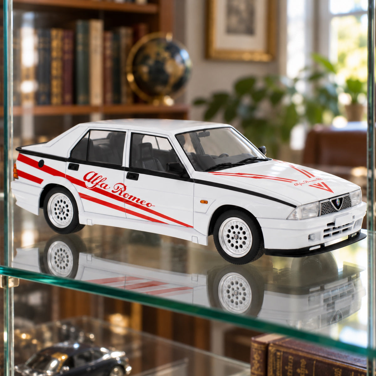 Model Alfa Romeo 75 Turbo Evoluzione – biely – ilustračné foto (AI)