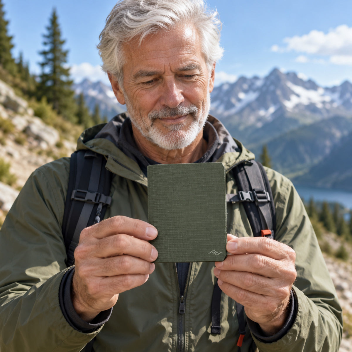 Peak Design Passport Wallet – Sage – ilustračné foto (AI)