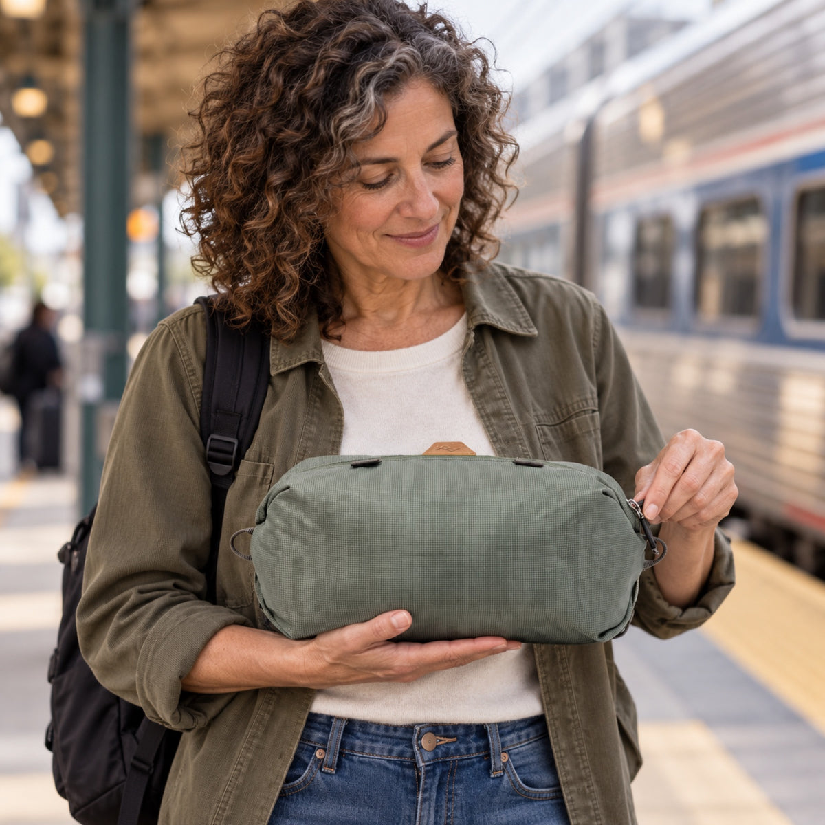 Peak Design Shoe Pouch v2 – Sage – ilustračné foto (AI)