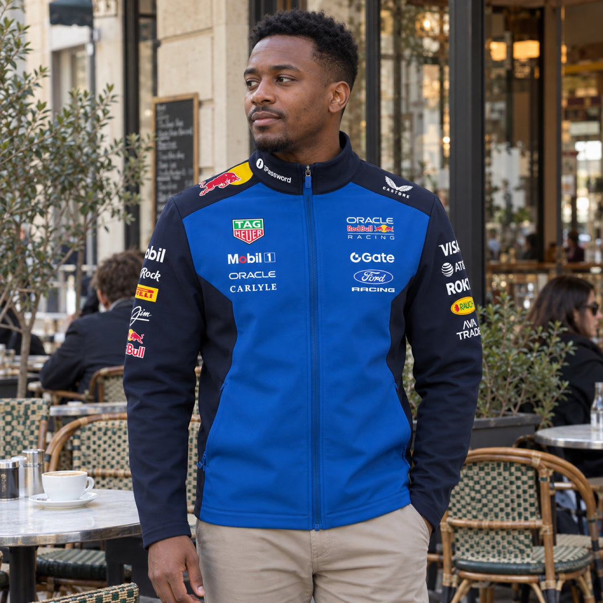 Oracle Red Bull Racing Team Softshell Jacket with Sponsor Logos – ilustrační foto (AI)