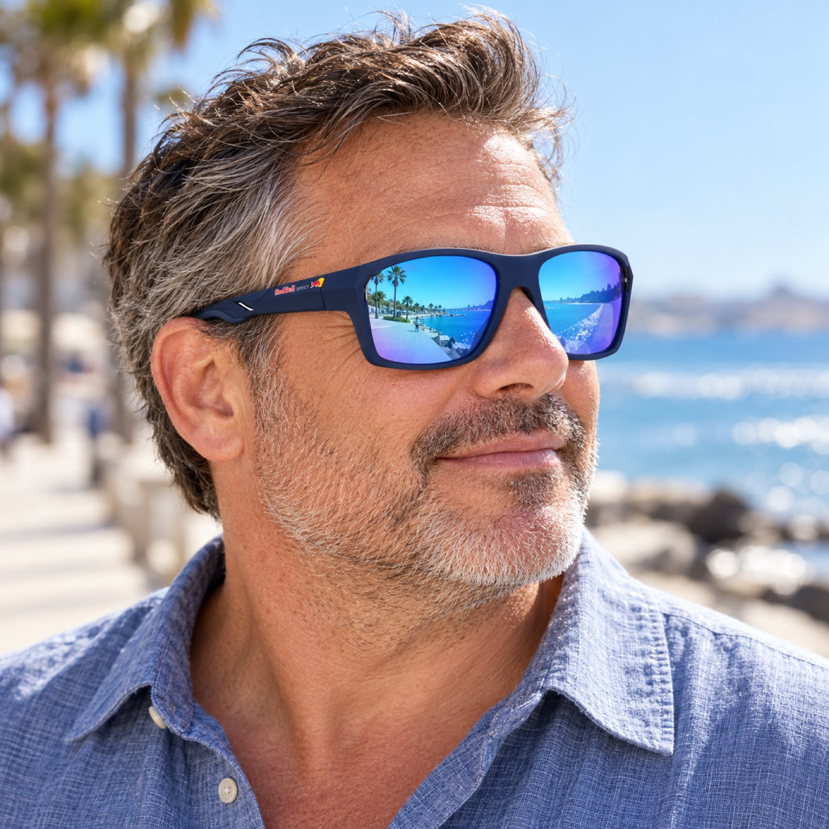 Red Bull Spect DRILL Sunglasses – Blue with Purple-Blue Lenses – illustrative photo (AI)