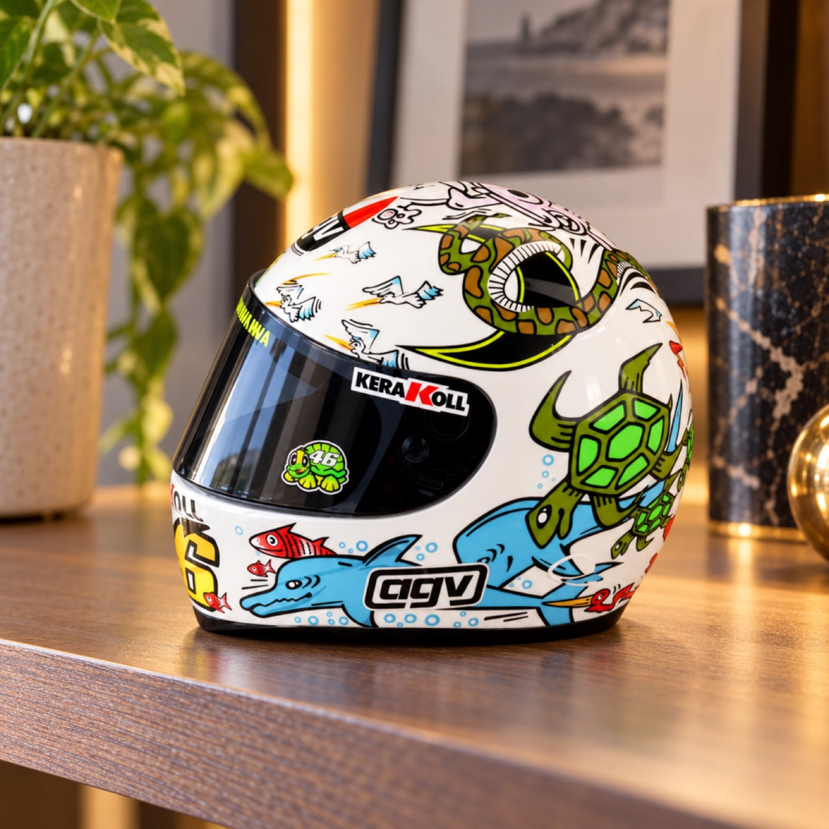 Valentino Rossi MotoGP Helmet Model – Valencia 2005 – illustrative photo (AI)