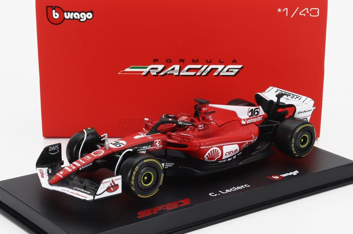 Model Scuderia Ferrari SF-23 BBurago #16 Leclerc Las Vegas 2023 1:43 Signature