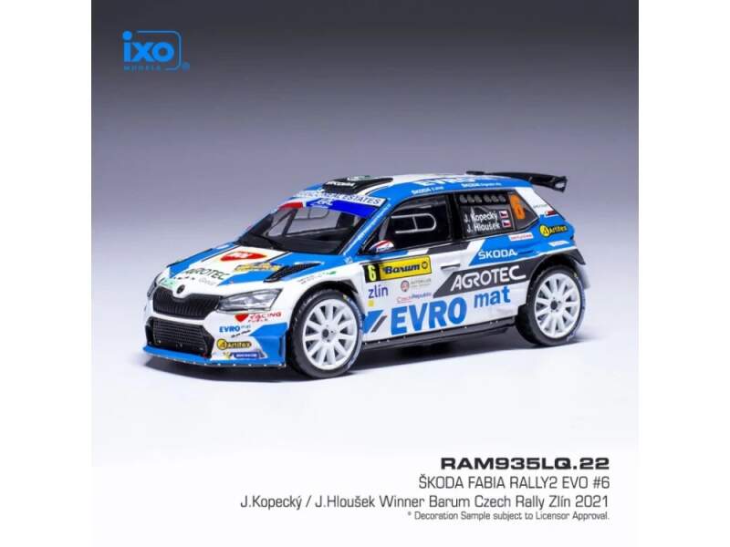 IXO Škoda Fabia Rally2 EVO model, Barum Rallye Zlín 2021, #6, Kopecký – Hloušek 1:43