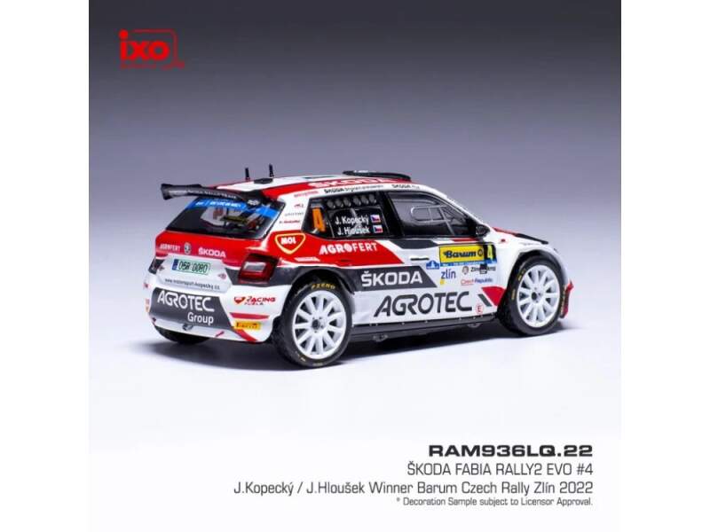 Model IXO Škoda Fabia Rally2 EVO, Barum Rallye Zlín, 2022, #4, Kopecký -Hloušek