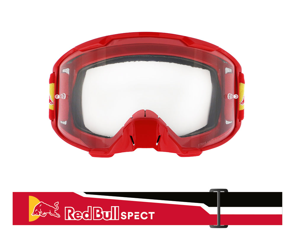 Red Bull Spect motokrosové okuliare STRIVE červené s čírym sklom