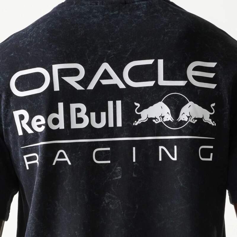 Voľnočasové tričko Oracle Red Bull Racing NE LINEAR čierne - oversize
