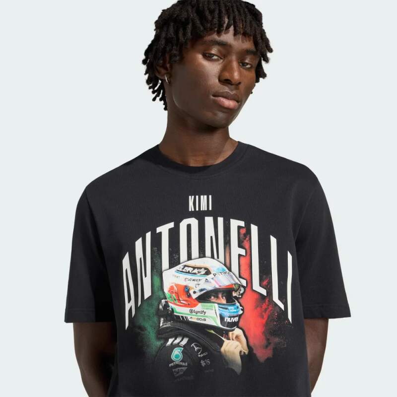 Adidas Mercedes AMG Petronas F1 KIMI ANTONELLI edition T-shirt, black GRAPHIC
