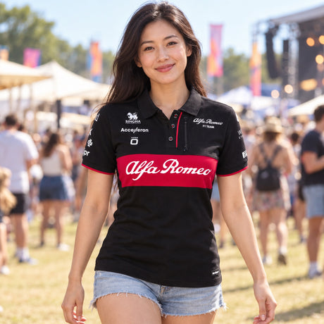 Dámska tímová polokošeľa Alfa Romeo F1 Team – čierna – ilustračné foto (AI)