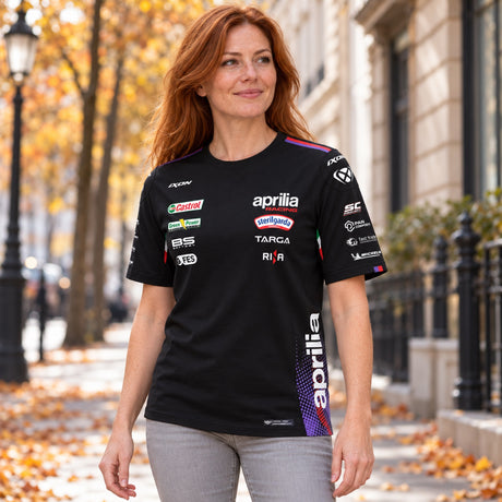 Aprilia Racing MotoGP Team T-Shirt with Sponsor Logos – illustrative photo (AI)