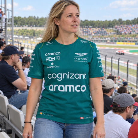 Tímové tričko Aston Martin F1 Team s logami sponzorov – ilustračné foto 2 (AI)