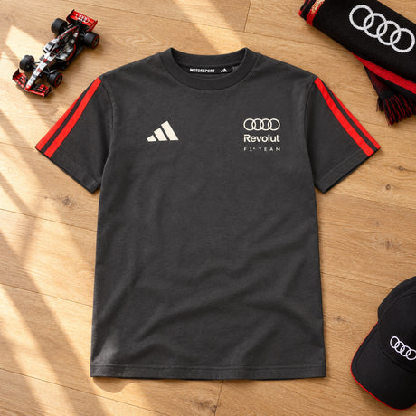 Detské tričko Audi Revolut F1 x Adidas – sivé, lifestylová edícia – 152 cm – ilustračné foto (AI)