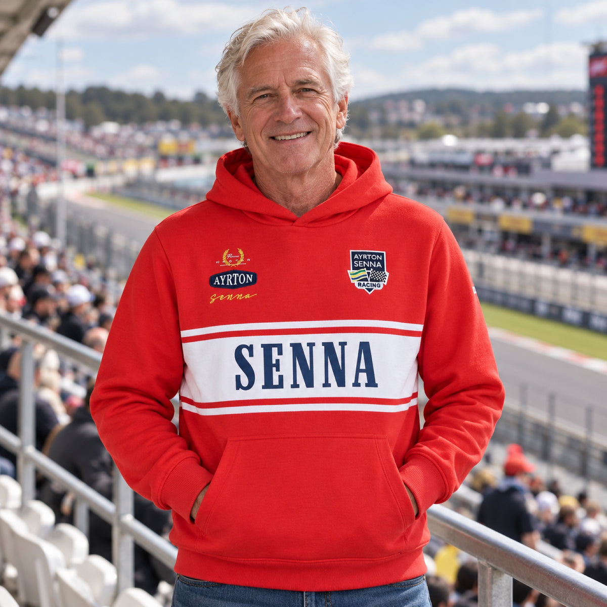 Ayrton Senna Legend Hoodie – Red – illustrative photo (AI)