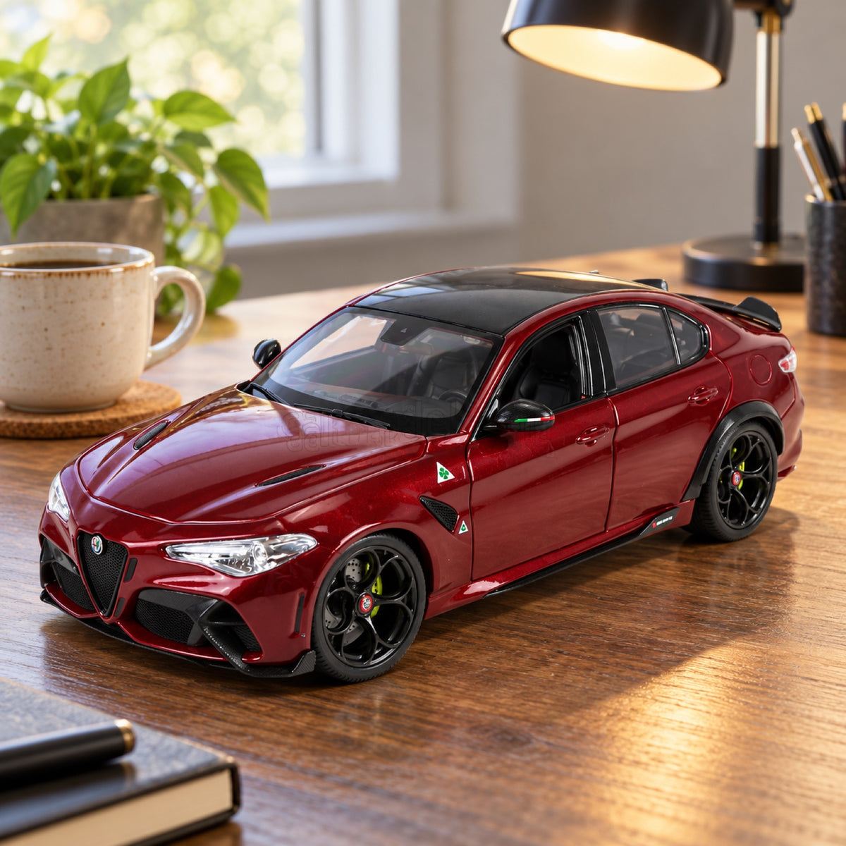 Model Bburago Alfa Romeo Giulia GTA – červený – ilustračné foto (AI)