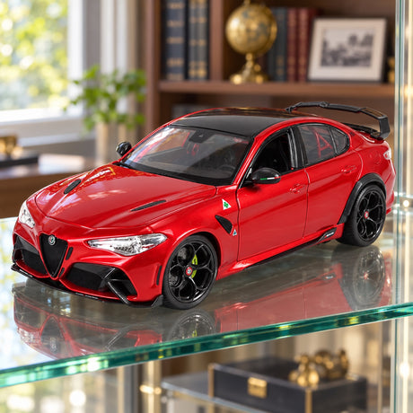 Model Bburago Alfa Romeo Giulia GTAm – červený – ilustračné foto (AI)