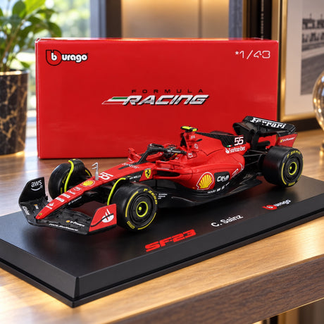 Model Scuderia Ferrari SF-23 Bburago #55 Carlos Sainz 2023 1:43 – Signature – ilustračné foto (AI)