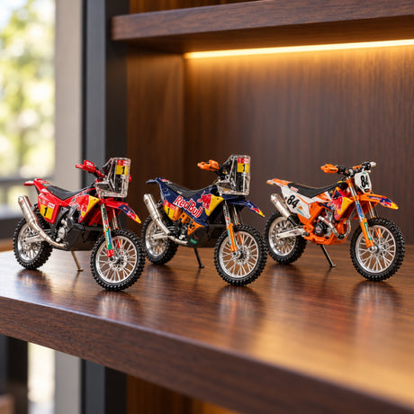 Sada 3 motocyklov KTM Red Bull Racing Bburago – ilustračné foto (AI)