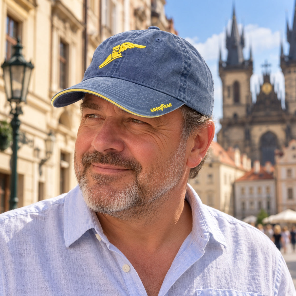 Fanúšikovská šiltovka Goodyear Wingfoot – svetlomodrá – ilustračné foto (AI)