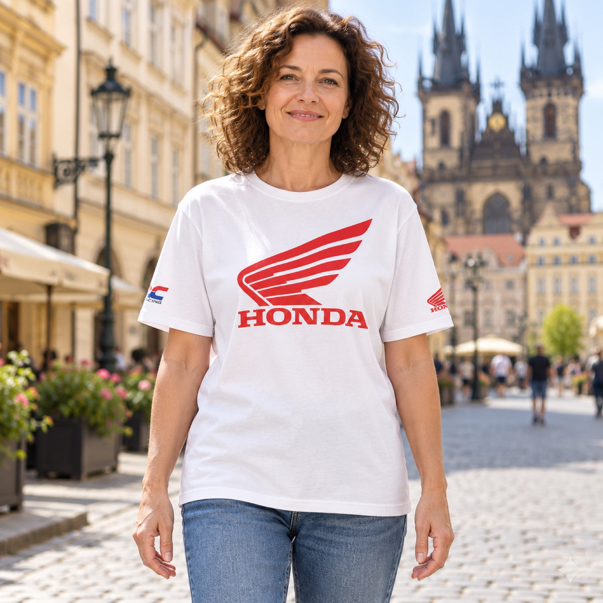 Fanúšikovské tričko HRC Honda s veľkým logom – biele – ilustračné foto (AI)