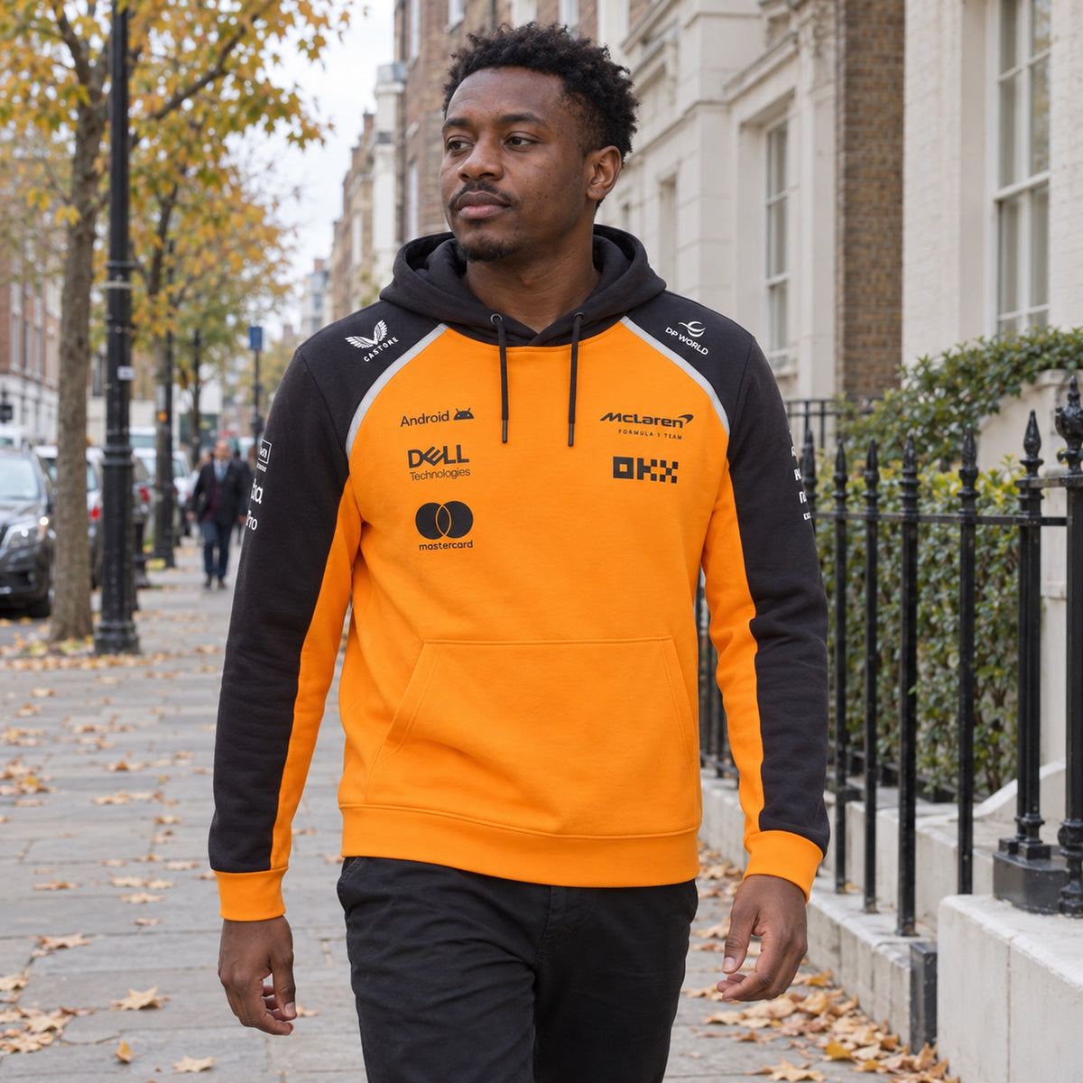 McLaren F1 Team Hoodie with Sponsor Logos – ilustrační foto (AI)