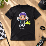 Detské tričko Lewis Hamilton Mercedes-AMG F1 – čierne – 152 cm – ilustračné foto (AI)