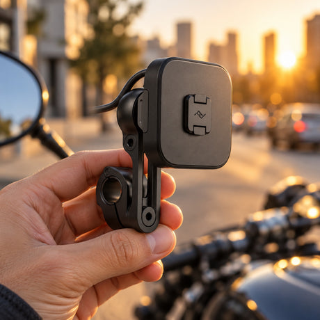 Peak Design Motorcycle Mount Mirror Mount Charging – Black – illustrative photo (AI)