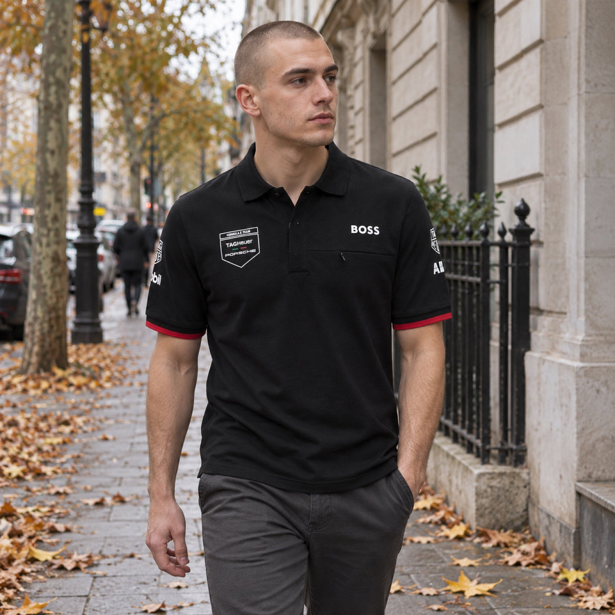 Porsche Motorsport Formula E Team Polo – Black – ilustrační foto (AI)