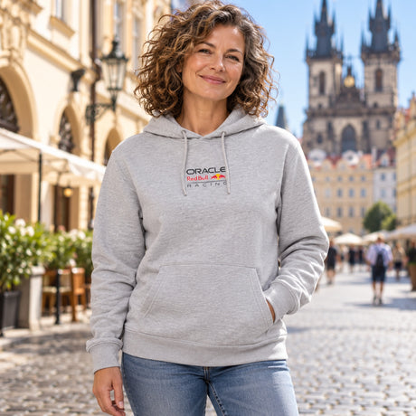Mikina s kapucňou Oracle Red Bull Racing edícia RACING s logom – sivá – ilustračné foto (AI)