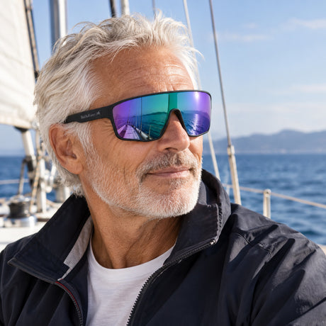 Red Bull Spect DAFT Sunglasses – Black, Purple Lens – illustrative photo (AI)