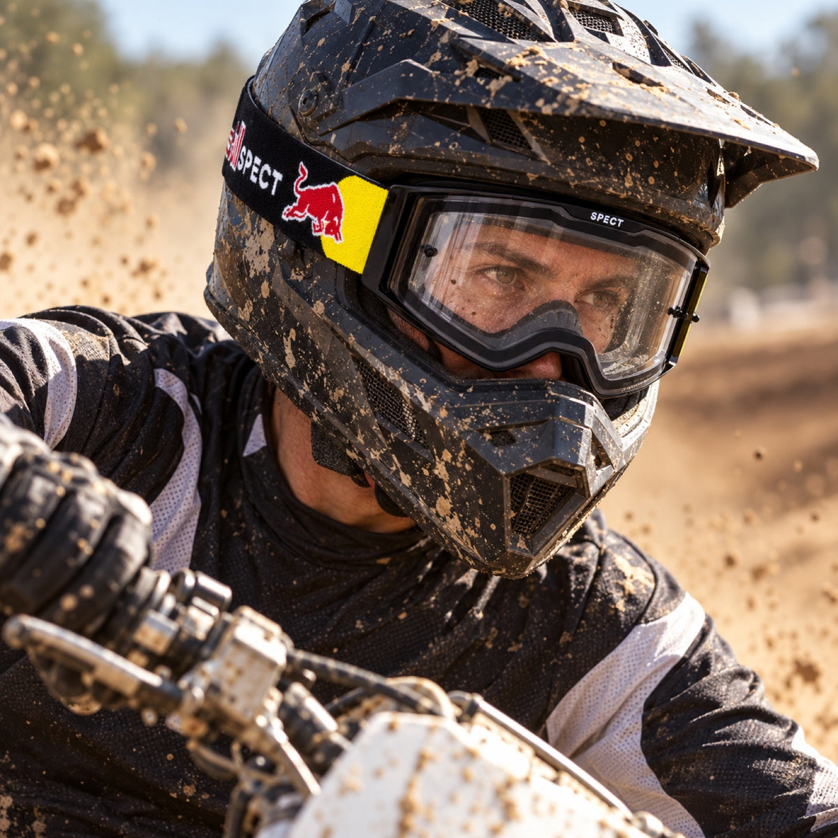 Red Bull Spect TORP Motocross Goggles – Black with Clear Lens – illustrative photo (AI)