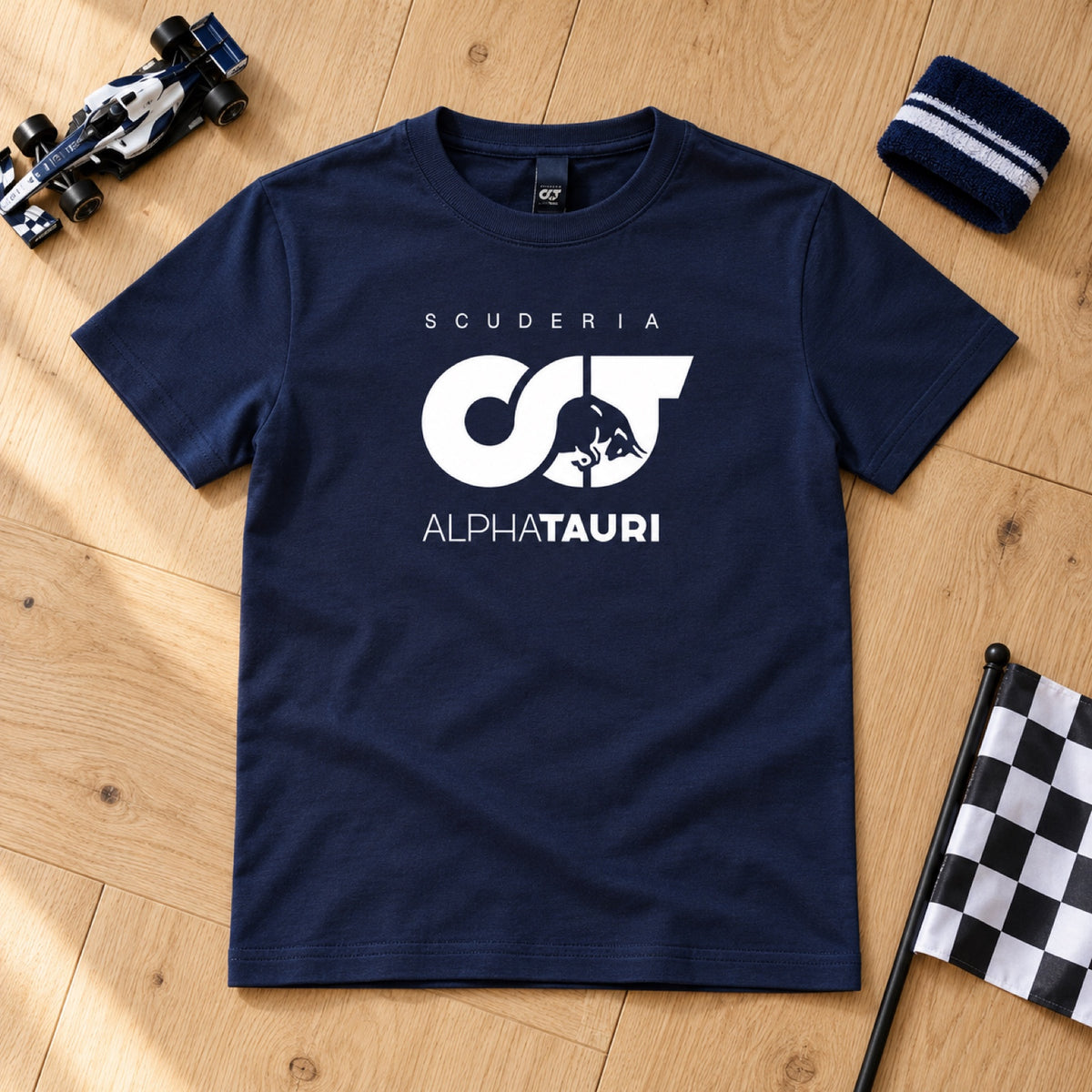 Detské lifestylové tričko Scuderia Alpha Tauri F1 – modré – ilustračné foto (AI)