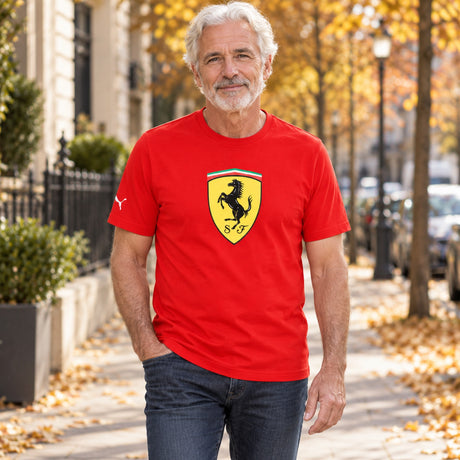 Voľnočasové tričko Scuderia Ferrari F1 s veľkým logom – červené – ilustračné foto (AI)