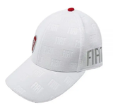 Fiat Cap with Embossed Logo Pattern – White