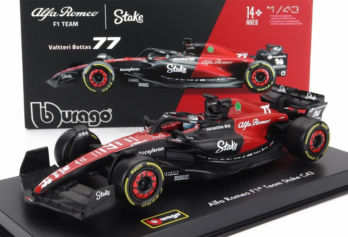 Model Alfa Romeo F1 C43 BBurago #77 Valtteri Bottas 2023 1:43 Signature