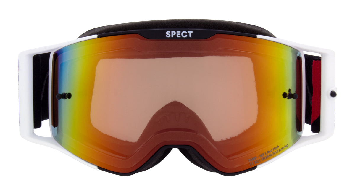 Red Bull Spect TORP motocross goggles black and white with red lens