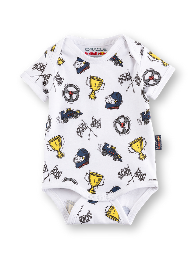 Oracle Red Bull Racing newborn baby bodysuit with RBR motif