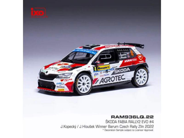 Model IXO Škoda Fabia Rally2 EVO, Barum Rallye Zlín, 2022, #4, Kopecký -Hloušek
