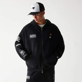 Voľnočasová mikina na zips - McLaren F1 NE GRPHC čierna washed